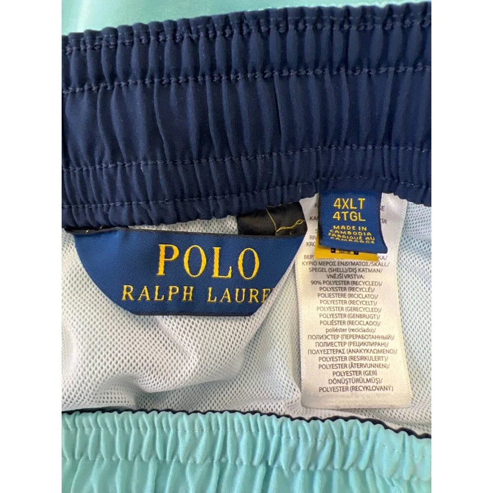 Polo Ralph Lauren Men's Blue/Teal Stretch Waist Lined Swim Trunks - 4XL Tall